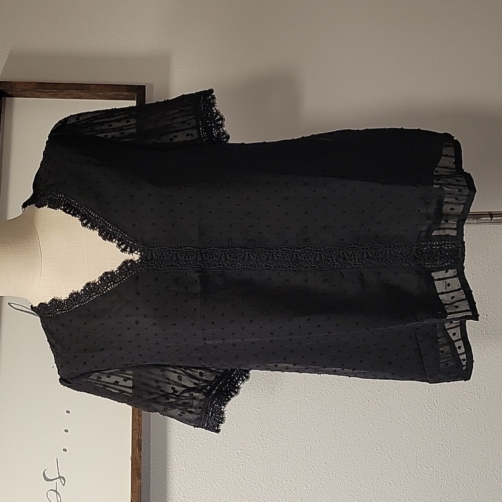 Blouse, Black Swiss Dot -NWOT